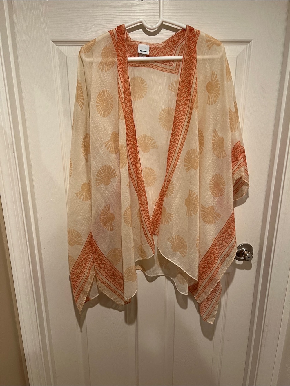 Sonoma Cream and Orange Lightweight Printed Kimono Scarf Wrap
